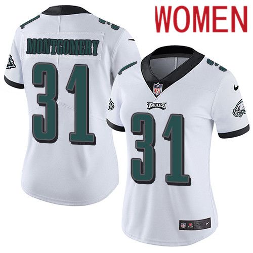 Women Philadelphia Eagles #31 Wilbert Montgomery Nike White Vapor Limited NFL Jersey